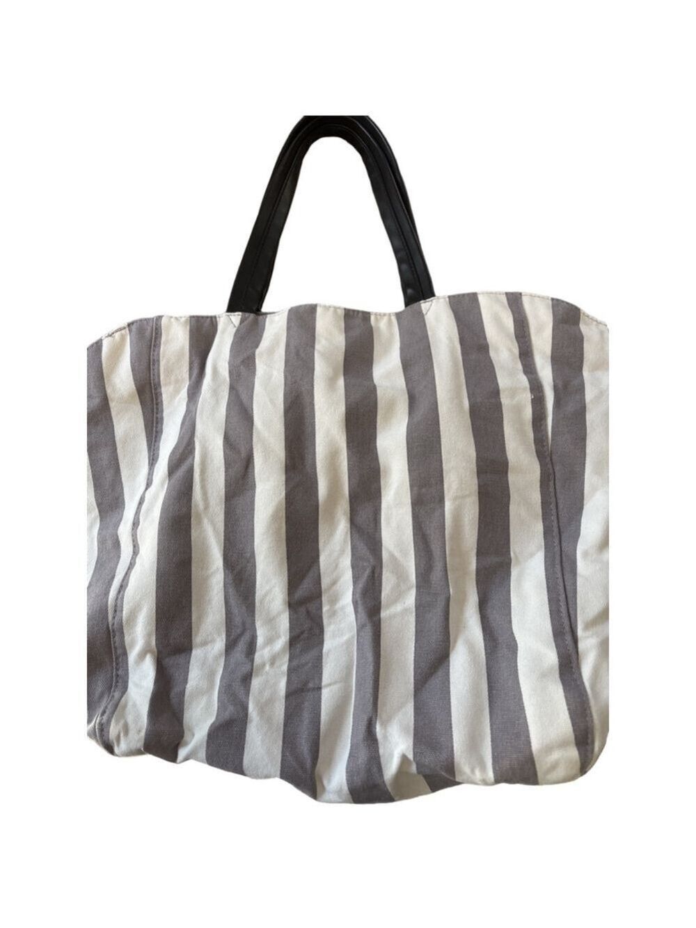 Vtg. Women's Victoria's Secret White Grey Striped Canvas Tote Bag One Size - Picture 2 of 4